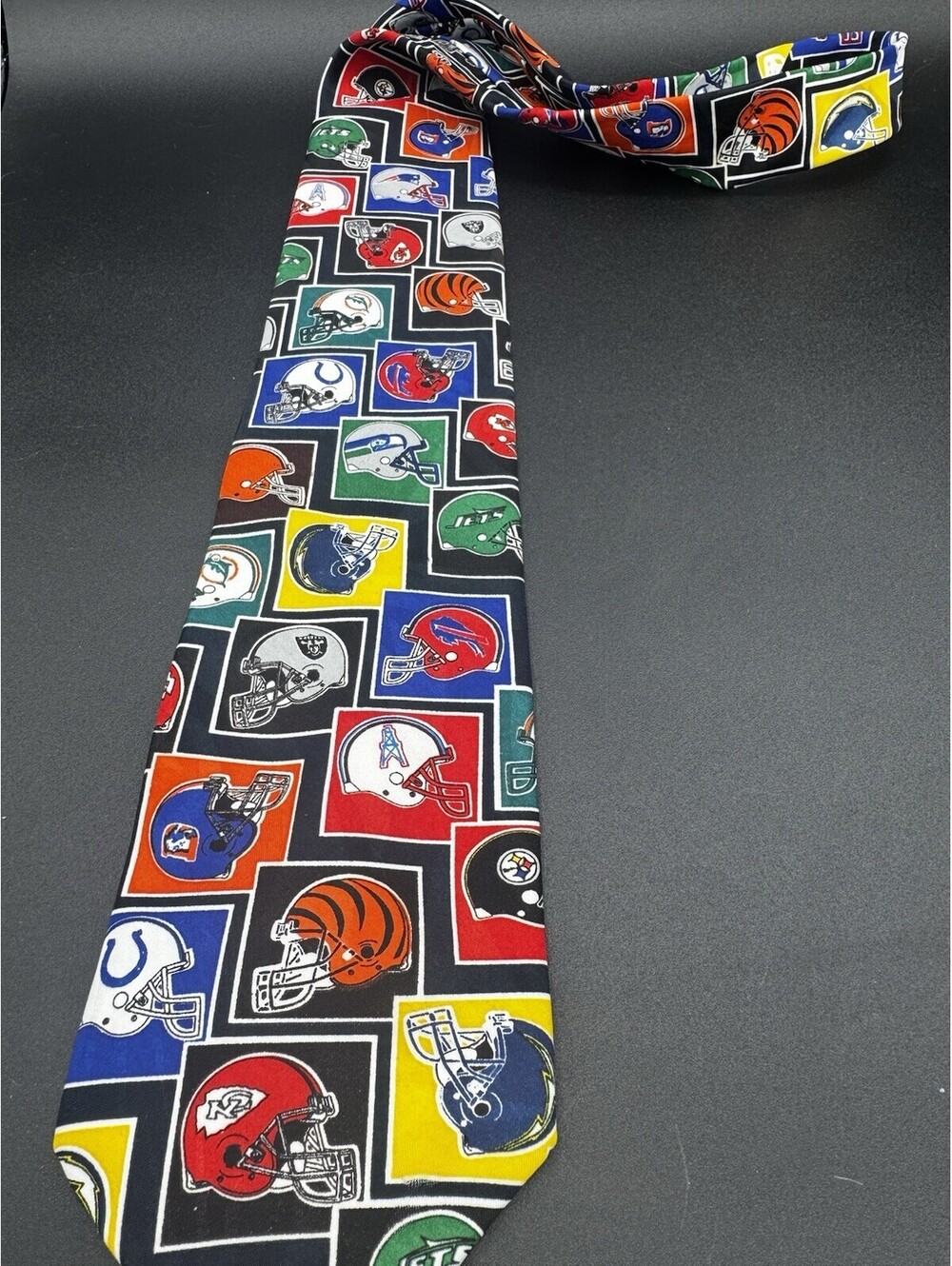Vintage NFL Football Helmet Necktie All Teams Logo Tie Made USA Retro Sports